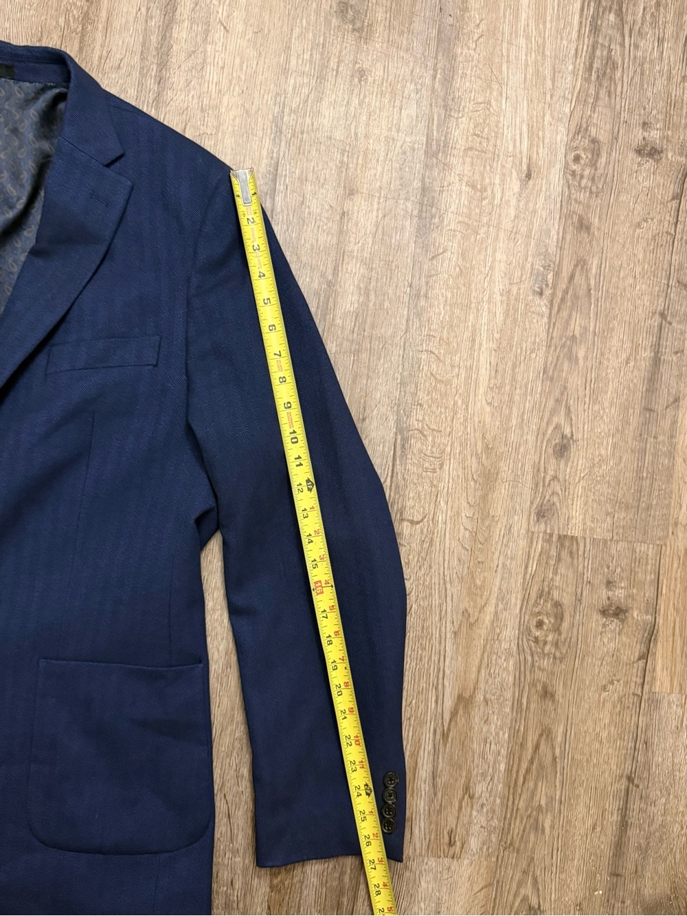 Lauren Ralph Lauren Men’s 46L Navy Herringbone Stretch Sport Coat Blazer - Picture 8 of 13